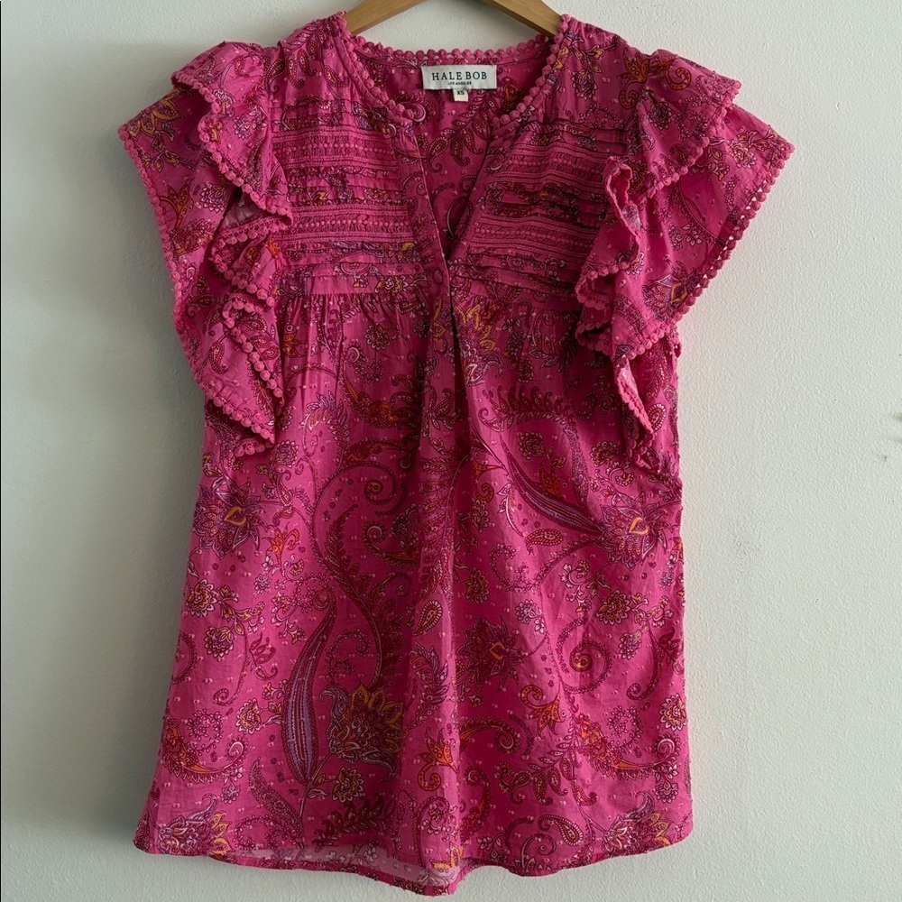 Hale Bob Short Sleeve Paisley Top Size XS Women’s